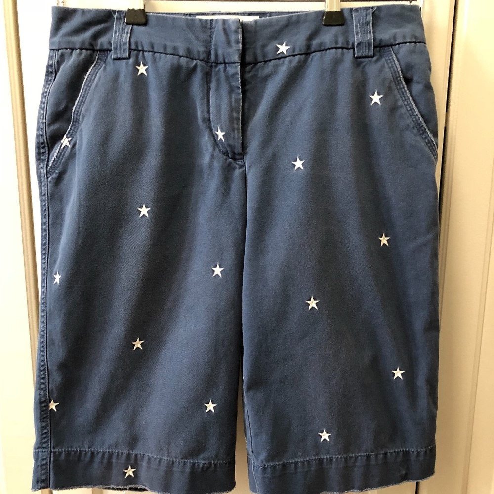 J. Crew embroidered star long chino shorts